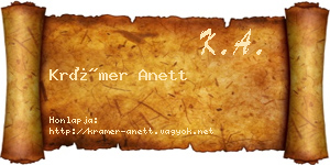 Krámer Anett névjegykártya