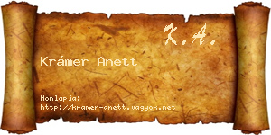 Krámer Anett névjegykártya